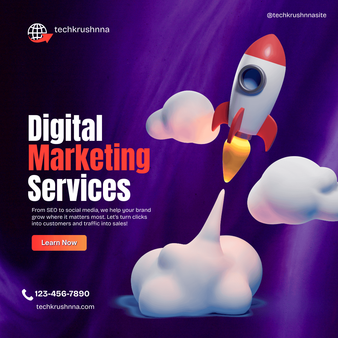 Purple and Orange 3D Modern Digital Marketing Services Instagram Post (1080 x 1080 px)